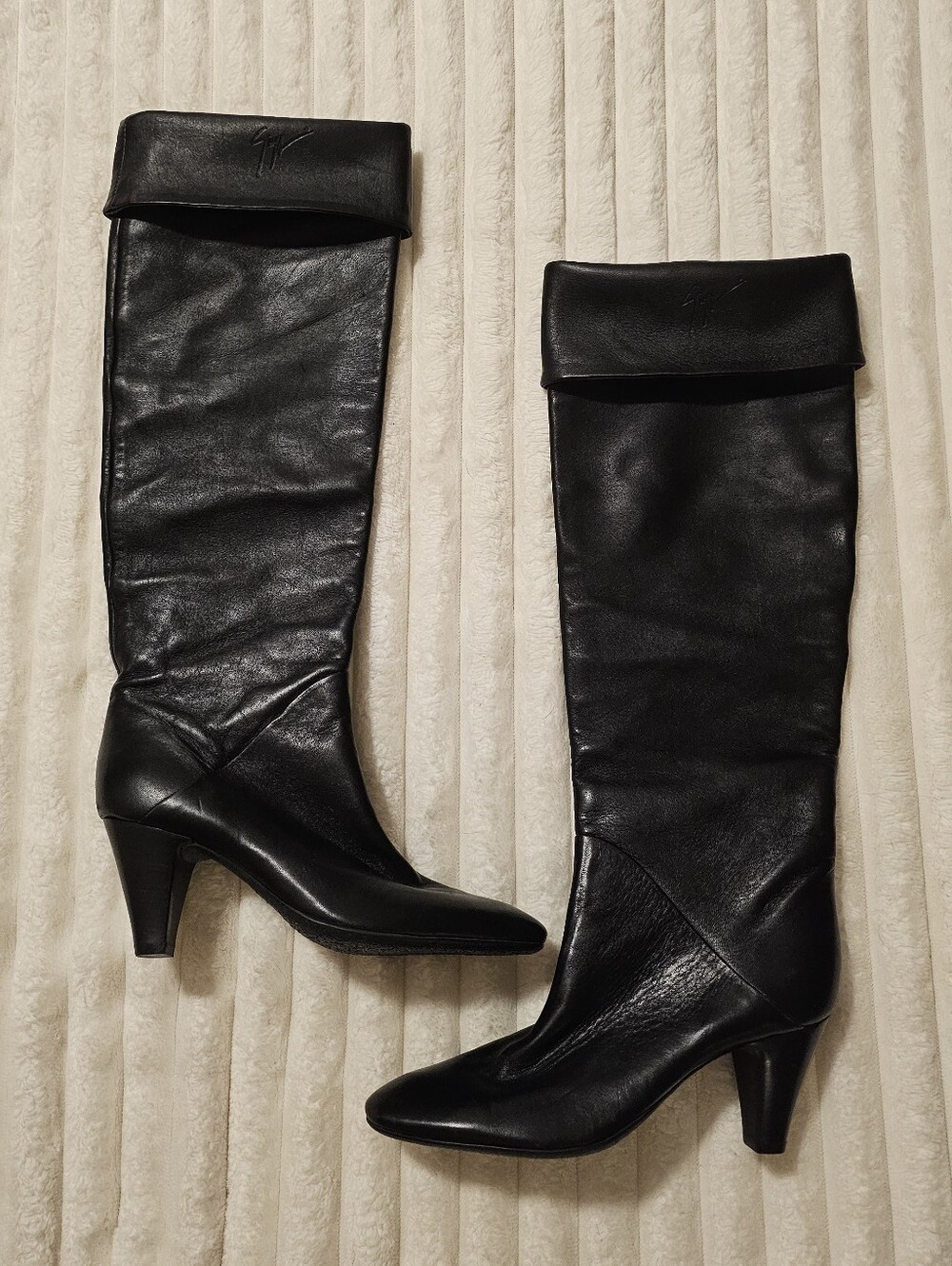 Vicini Giuseppe Zanotti Design Black Tall Genuine Leather Boots Size 37